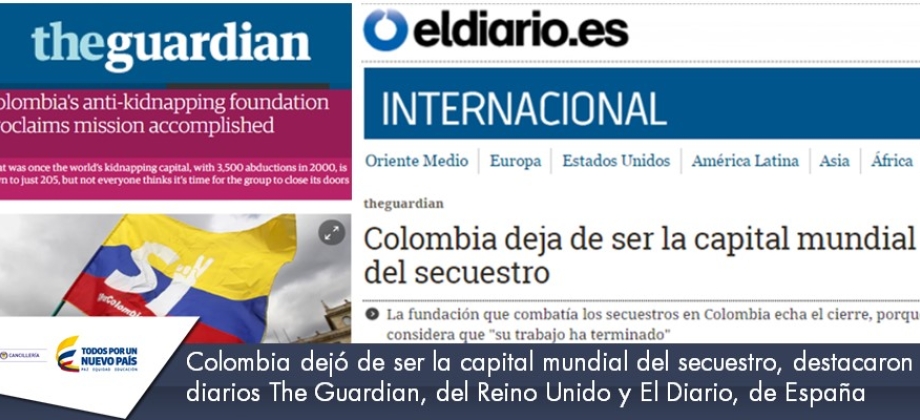 Colombia dejó de ser la capital mundial del secuestro, destacaron diarios The Guardian, del Reino Unido y El Diario, de España