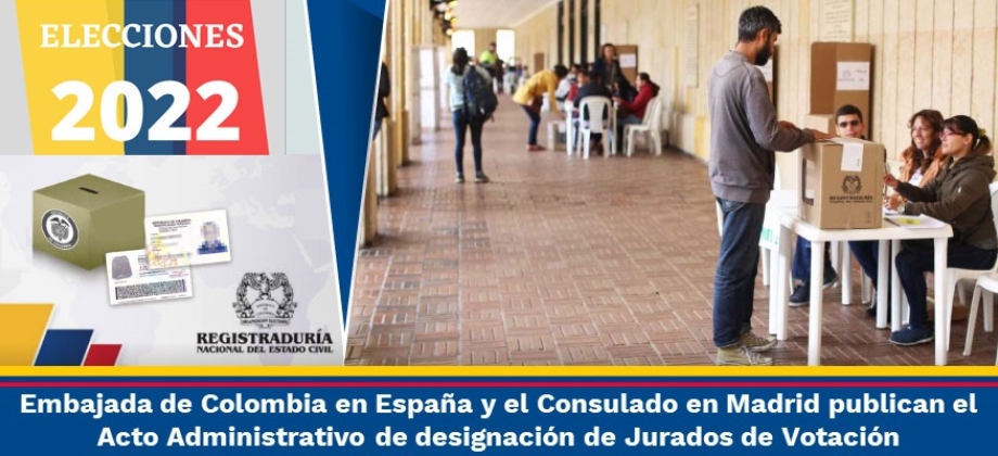 La Embajada de Colombia en España y el Consulado en Madrid publican el Acto Administrativo de designación de Jurados