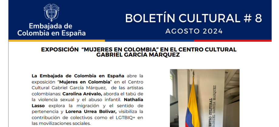 Exposición de mujeres en el Centro Cultural Gabriel García Márquez y más en el Boletín Cultural de la Embajada de Colombia en España