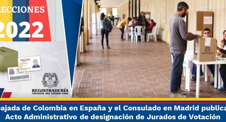 La Embajada de Colombia en España y el Consulado en Madrid publican el Acto Administrativo de designación de Jurados